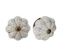 Nicola Spring Floral Ceramic Cabinet Knobs - Grey - Pack of 24 | Decorative Cabinet Knob for Cupboards, Drawers, Wardrobes, Dressers, Kitchen Cabinets, Bathroom Furniture & Home Storage