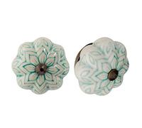 Nicola Spring Floral Ceramic Cabinet Knobs - Mint Green - Pack of 24 | Decorative Cabinet Knob for Cupboards, Drawers, Wardrobes, Dressers, Kitchen Cabinets, Bathroom Furniture & Home Storage