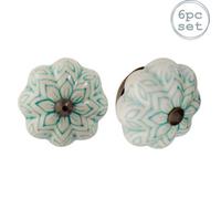 Nicola Spring Floral Ceramic Cabinet Knobs - Mint Green - Pack Of 6