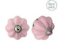 Nicola Spring Floral Ceramic Cabinet Knobs - Pink - Pack Of 6