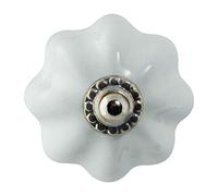 Nicola Spring Floral Ceramic Cabinet Knobs - White - Pack of 12 | Decorative Cabinet Knob for Cupboards, Drawers, Wardrobes, Dressers, Kitchen Cabinets, Bathroom Furniture & Home Storage