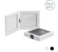 Nicola Spring Folding 2 Photo Frames - 4 x 4" - Pack of 2 in White Nicola Spring White