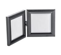 Nicola Spring Folding Double Photo Frame 4 x 4 Inch - Black Acrylic | Side-by-Side Picture Layout, Freestanding Design, Compact Tabletop Frame, Modern Black Finish, Decorative Home Display