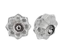 Nicola Spring Glass Cupboard Drawer Handle Knobs - Star Design - Pack of 12