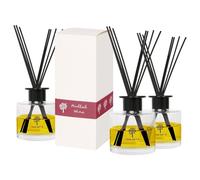 Nicola Spring Glass Reed Diffusers - 200ml - Mulled Wine - 3x Home Décor Bathroom Bedroom Room Essential Oil Air Freshener with Scented Sticks 60 Day Fragrance