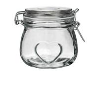 Nicola Spring Glass Storage Jar - 500Ml Airtight Clip Lid Kitchen Vintage Round Preserving Container Heart Shaped Design