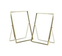 Nicola Spring Gold Standing Metal Photo Frames 6 x 8 Inch - Pack of 2 | Floating Glass, Ultra-Clear Glass Panels, Folding Design, Secure Locking Latch, Portrait Display, Decorative Keepsake Frame