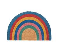 Nicola Spring Half Moon Coir Door Mat - 60 X 40Cm - Rainbow Pastel - Indoor Outdoor Floor Mat Dirt Trapper Rug Non Slip Doormat