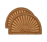 Nicola Spring Half Moon Coir Door Mats - 60 X 40Cm - Embossed - 2X Indoor Outdoor Floor Mat Dirt Trapper Rug Non Slip Doormat