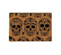 Nicola Spring Halloween Coir Door Mat 60 x 40cm Day of the Dead Design - Decorative Front Door Entry Rug, Durable Natural Coir with Non Slip PVC Backing Outdoor Boot Scraper Doormat