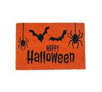 Nicola Spring Halloween Coir Door Mat 60 x 40cm Orange Design - Decorative Indoor Front Door Rug, Durable Natural Coir Entry Dirt Trapper with Non Slip PVC Backing, Outdoor Boot Scraper Doormat