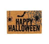 Nicola Spring Halloween Coir Door Mat 60 x 40cm Spider Design - Decorative Indoor Front Door Rug, Natural Coir Entry Dirt Trapper with Non Slip PVC Backing, Outdoor Boot Scraper Doormat