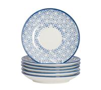 Nicola Spring Hand-Printed Cappuccino Saucers - 14.5Cm - Navy - Pack Of 12