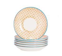 Nicola Spring Hand-Printed Cappuccino Saucers - 14.5Cm - Orange - Pack Of 6