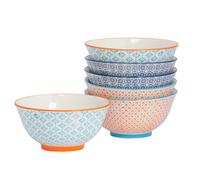 Nicola Spring Hand-Printed Cereal Bowls - 16cm - Pack of 6 Nicola Spring Multicolor