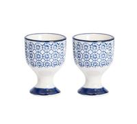 Nicola Spring Hand-Printed Egg Cups - 5.5Cm - Navy - Pack Of 2