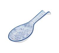 Nicola Spring Hand-Printed Japanese Style Kitchen Spoon Rest 26.5cm - Navy | 26.5 x 10.5cm Size, Stoneware Construction, Raised 3cm Profile, Microwave Safe, Dishwasher Safe,