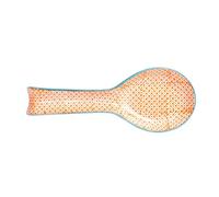 Nicola Spring Hand-Printed Kitchen Spoon Rest - 26.5cm - Orange Decorative Stoneware Floral Pattern Kitchen Tableware Utensil Cutlery Rest for Cooking, Wooden, Tea Spoons