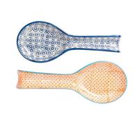 Nicola Spring Hand-Printed Kitchen Spoon Rests - 26.5Cm - Navy - Pack Of 2