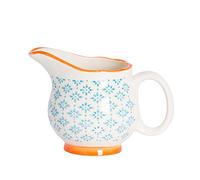 Nicola Spring Hand-Printed Milk Jug - 300ml - Blue Decorative Stoneware Dishwasher Safe Floral Pattern Tableware Cappuccino Coffee Milk Pitcher Jugs with Handle