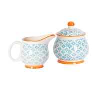 Nicola Spring Hand-Printed Milk & Sugar Set - 300ml in Blue Nicola Spring Blue