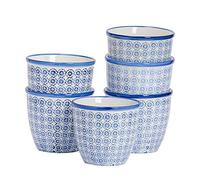 Nicola Spring Hand Printed Patterned Plant Pots - Navy - Pack of 6-14cm Stoneware Plant Pots for Indoor Plants, Succulents, Cacti, Herbs & Outdoor Garden Flowers, Decorative Home Planters