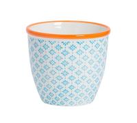 Nicola Spring Hand-Printed Plant Pot - 14Cm - Blue