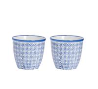 Nicola Spring Hand-Printed Plant Pots - 14cm - Pack of 2 in Navy Nicola Spring Navy