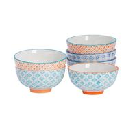 Nicola Spring Hand-Printed Rice Bowls - 12Cm - 3 Colours - Pack Of 6