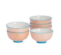 Nicola Spring Hand-Printed Rice Bowls - 12Cm - Orange - Pack Of 6