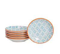 Nicola Spring Hand-Printed Sauce Dishes - 10Cm - Blue - Pack Of 6