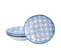 Nicola Spring Hand Printed Sauce Dishes - 10cm - Navy - Pack of 3 - Vintage Stoneware Dipping Bowls for Soy Sauce, Condiments, Chutney, Seasoning, Sushi, Tapas & Appetisers