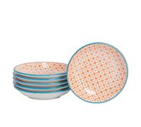 Nicola Spring Hand-Printed Sauce Dishes - 10cm - Pack of 6 in Orange Nicola Spring Orange