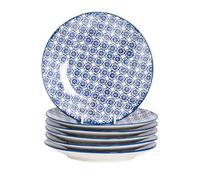 Nicola Spring Hand-Printed Side Plates - 18Cm - Navy - Pack Of 6