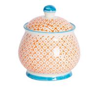 Nicola Spring Hand-Printed Sugar Bowl - 10Cm - Orange