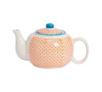 Nicola Spring Hand-Printed Teapot - 820ml in Orange Nicola Spring Orange