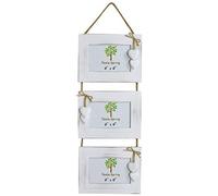 Nicola Spring Hanging 3-Photo White Frames - Fits Photo Size 6 x 4 (15 x 10cm) - Pack of 2 - White Heart Natural Wooden Picture Frame Wall Mounted Landscape Orientation Hanging Poster Frame