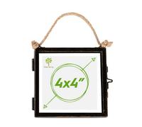 Nicola Spring Hanging Metal Photo Frame - 4" X 4" - Black - Picture Frame Wall Mounted Frame With Rope