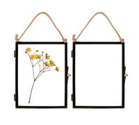 Nicola Spring Hanging Metal Photo Frames 5x7 Inch (14 x 18.5cm) - Set of 5 Black Vintage Glass Picture Frames with Rope for Wall Display - Rustic Industrial Home Décor for Photos & Artwork