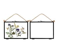 Nicola Spring Hanging Metal Photo Frames 7x5 Inch (18 x 13cm) - Set of 2 Black Vintage Glass Picture Frames with Rope for Wall Display - Rustic Industrial Home Décor for Photos & Prints