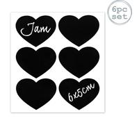 Nicola Spring Heart Glass Storage Jar Labels - 6 X 5Cm - Black - Pack Of 6