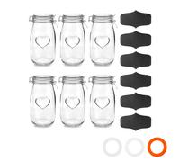 Nicola Spring Heart Glass Storage Jars with Labels - 1.5 Litre - Clear Seal - Pack of 6 Nicola Spring Clear