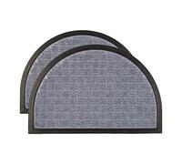 Nicola Spring Heavy Duty Door Mats - 60 x 40cm - Grey - Pack of 2 - Decorative Indoor Front Door Floor Mat Entry Dirt Trapper Rug Outdoor Boot Scraper Non Slip Backing Doormat