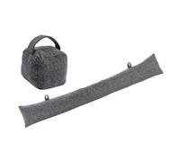 Nicola Spring Herringbone Door Stop & Draught Excluder Set - Grey