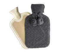 Nicola Spring Hot Water Bottle with Knitted Cover - Dark Grey - 2L Water Bag for Hot and Cold Compress, Leakproof Neck and Shoulder Pain Relief, Feet Warmer