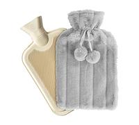 Nicola Spring Hot Water Bottle with Plush Cover - Dark Grey - Soft 2L Hot Water Bag for Hot and Cold Compress, Leakproof Neck and Shoulder Pain Relief, Feet Warmer