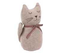 Nicola Spring Jasper the Cat Door Stop 15 x 27cm - Grey Tartan | 1kg Sand Filling, Weighted Construction, Plush Fabric Finish, Freestanding Door Stop, Rustic Shabby Chic Style, Decorative