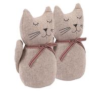Nicola Spring Jasper the Cat Door Stops 15 x 27cm - Grey Tartan - Pack of 2 | Weighted Sand Filling, Plush Fabric Construction, Decorative Animal Styling, Rustic Shabby Chic Design, Home & Office Use