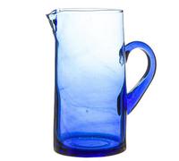 Nicola Spring Jebel Recycled Glass Jug - Moroccan Water Juice Kitchen Serving Pitcher - 1 Litre - Blue