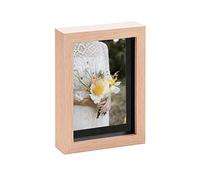 Nicola Spring Light Wood 5 x 7 3D Shadow Box Photo Frame - Craft Display Picture Frame with 4 x 6 Mount - Glass Aperture - Light Wood/Black